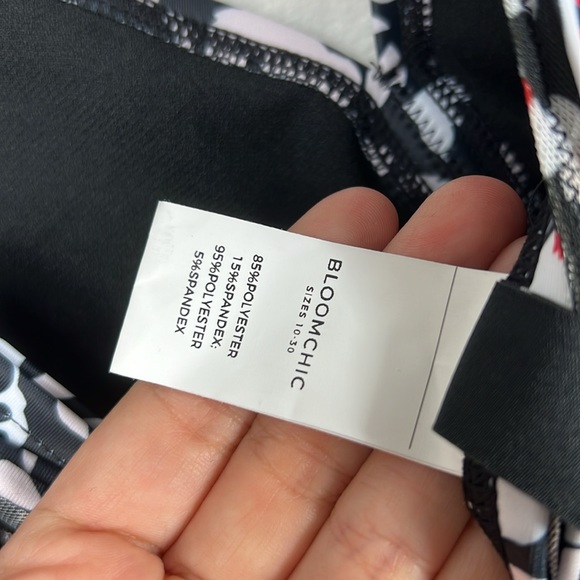 BloomChic Oversized Sleeve One Piece Dolman Mesh Sleeve Ruched Black Swimsuit - Picture 13 of 15